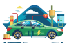 green-electric-vehicle-is-connected-charging-station-emphasizing-sustainable-energy-backdrop-features-mountains-various-energy-icons-illustrating-ecofriendly-technology